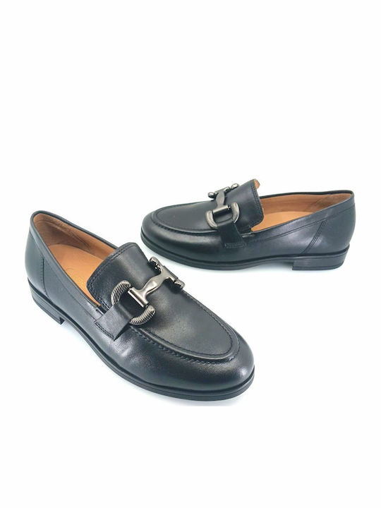 Leather Women's Loafers in Black Color