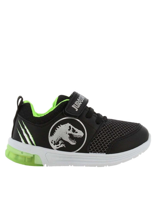 LEOMIL NV Jurassic World Kinder Sneakers mit Klettverschluss & Lichtern Schwarz