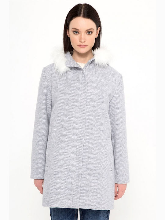 Matis Fashion Women's Long Coat with Zipper ,Hood and Fur FISHERIES