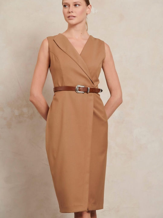 Matis Fashion Midi Dress Wrap Beige