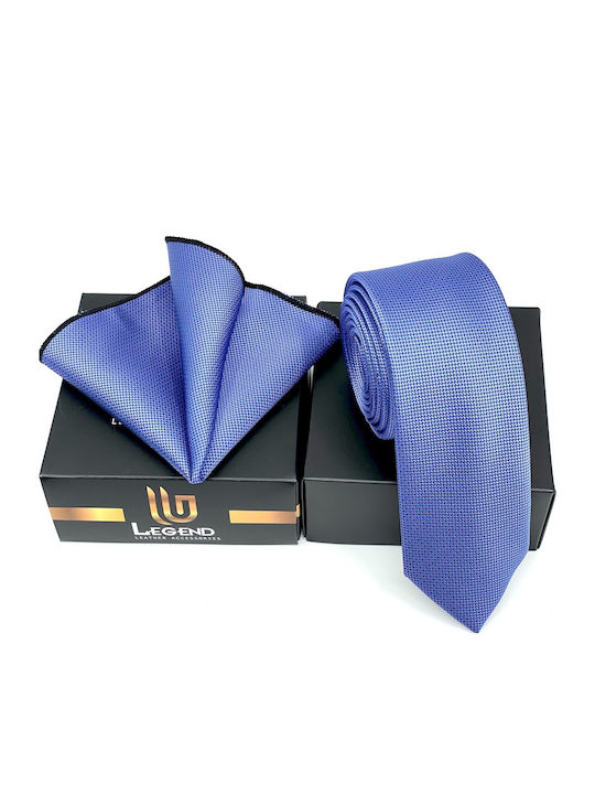 Legend Accessories Set de Cravată pentru Bărbați Sintetic Monocromie Blue Iris