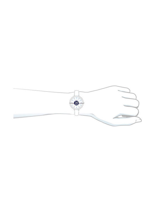 Tekday Strap Uhr mit Weiß Kautschukarmband