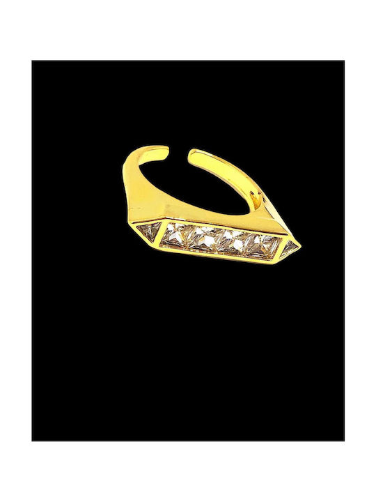 Buhay Women's Gold Plated Brass Ring with Zircon