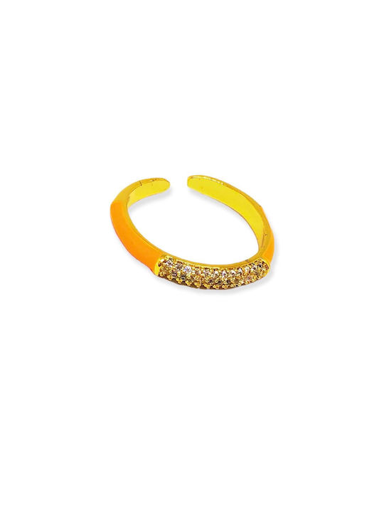 Buhay Women's Ring Small Wedding Ring with Zircon & Enamel Gold Plated