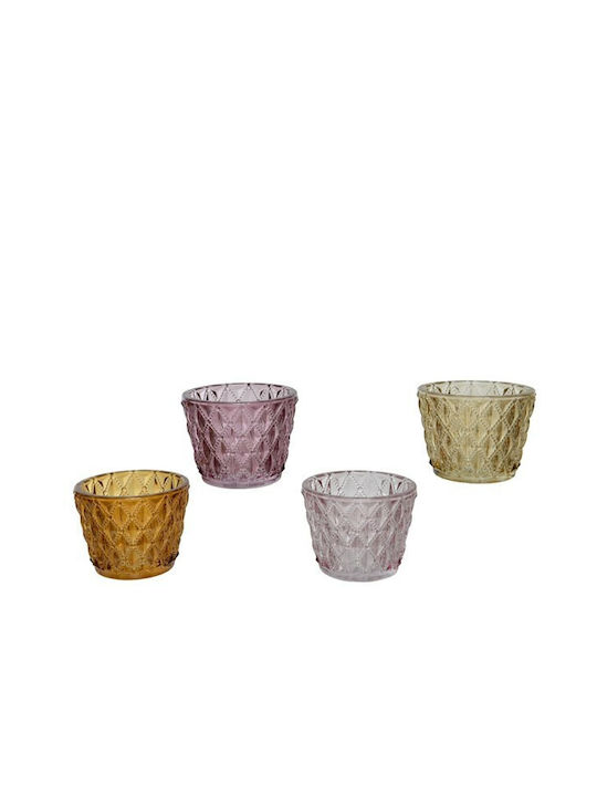 Kaemingk Candle Holder suitable for Tealights Glass in Purple Color 6x7.5x6cm 1pcs