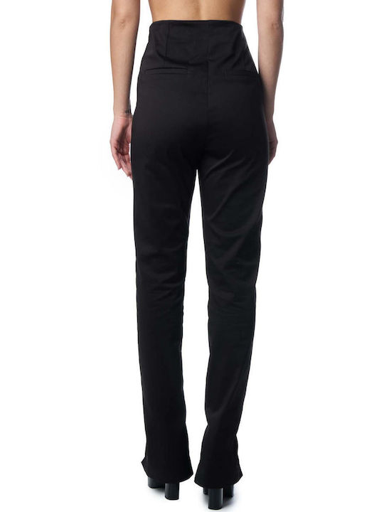 Zoya Women's High-waisted Fabric Trousers in Slim Fit Black