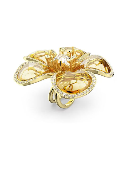 Swarovski Women's Gold Plated Ring Florere with Stone