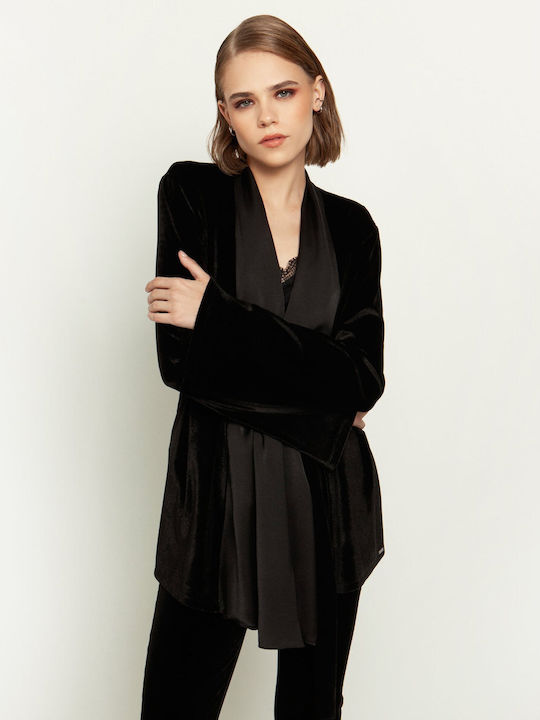 Toi&Moi Damen Samt Blazer Schwarz