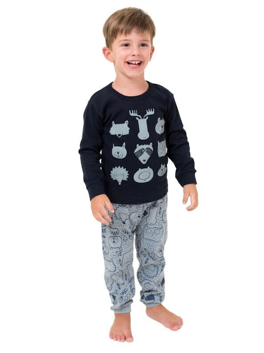 Happy Family Kids Pajamas Navy Blue