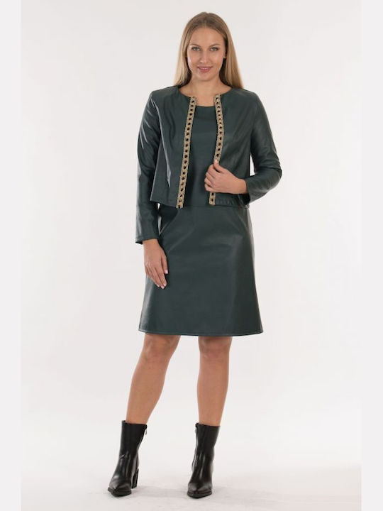 BelleFille Leather Dress All Day Green