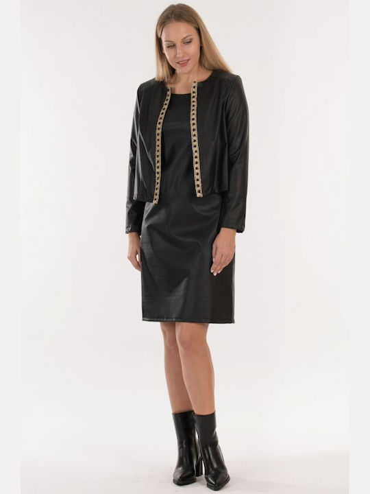 BelleFille Leather Dress All Day Black