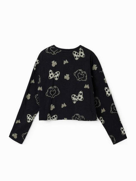 Kids' Shirt Long Sleeve Black Minnie Mouse
