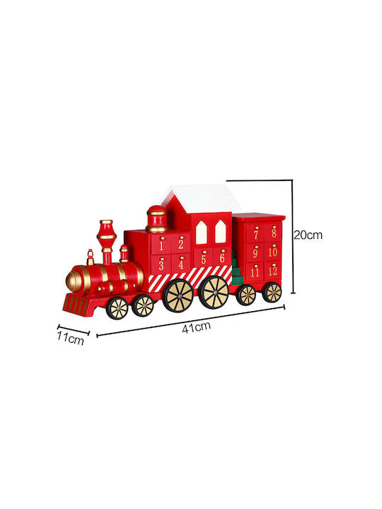 Bakaji Christmas Wooden Figure Train Red Height 41cm