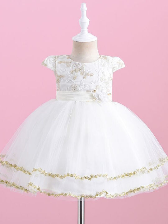 Kids Dress for Flower Girl Floral White