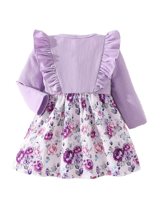 TakTakBaby Kids Dress Floral Long Sleeve Lila/White