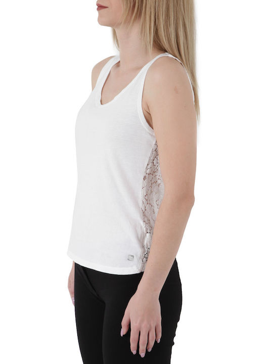 Freddy Women's Athletic Blouse Sleeveless with V Neckline White