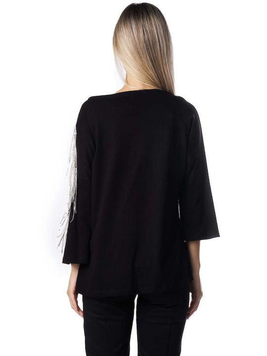 Zoya Women's Summer Blouse with 3/4 Sleeve Black