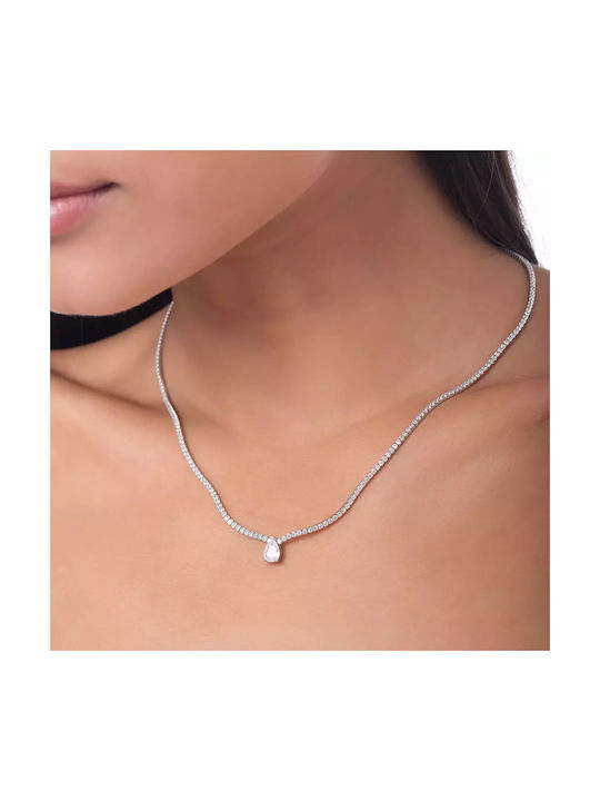 Oxzen Necklace from Silver with Zircon