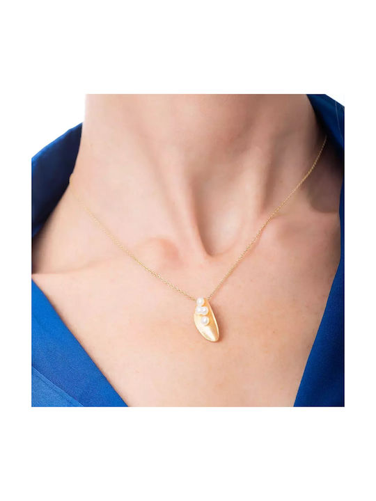 Oxzen Necklace from Gold Plated Silver with Pearls