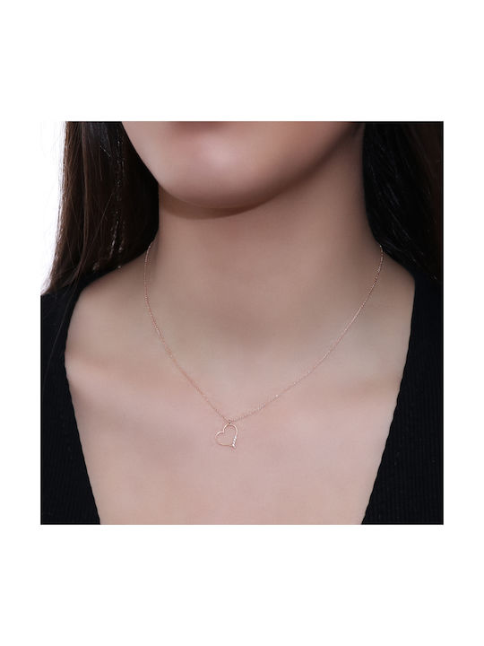 Fa Cad'oro Necklace with design Heart from Rose Gold 18k with Diamond