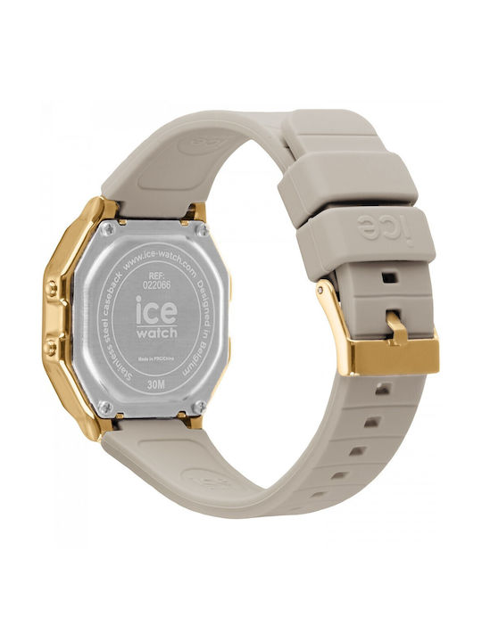 Ice Ψηφιακό Γυναικείο Ρολόι 34mm Μπαταρίας με Μπεζ Καουτσούκ Λουράκι