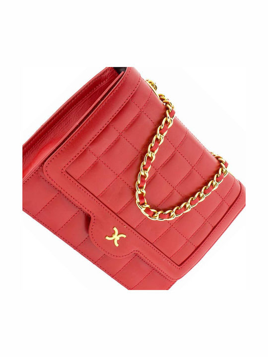 Leder Damentasche Schultertasche Rot