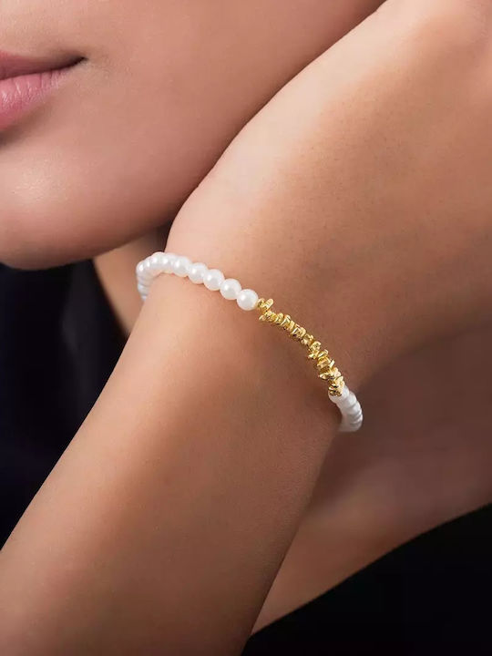 Oxzen Bracelet made of Silver Gold Plated with Pearls