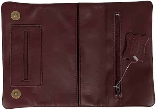 Mestango Frost Lederne Tabaktasche Burgundisch mit magnetischem Verschluss 15.5x8cm