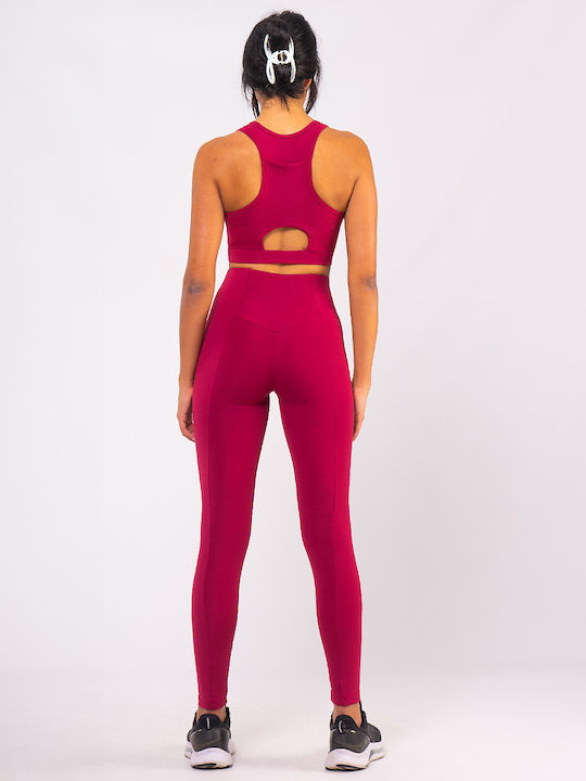 Women's Long Yoga Legging High Waisted Burgundy