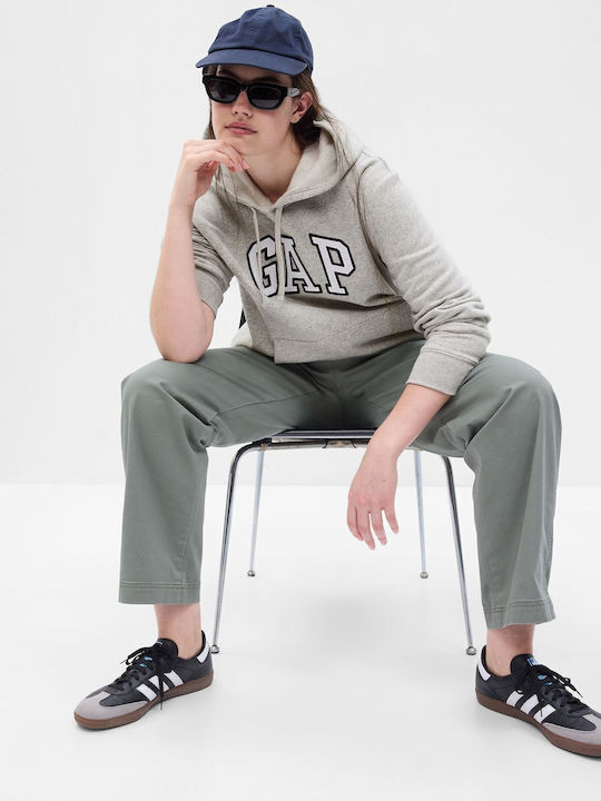 Long Women's Sweatshirt Hooded light heather gray