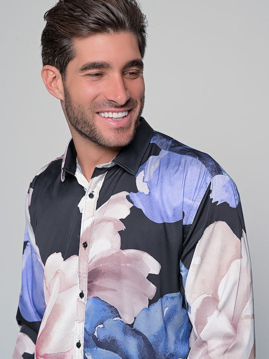 Long-sleeved Shirt Floral Blue