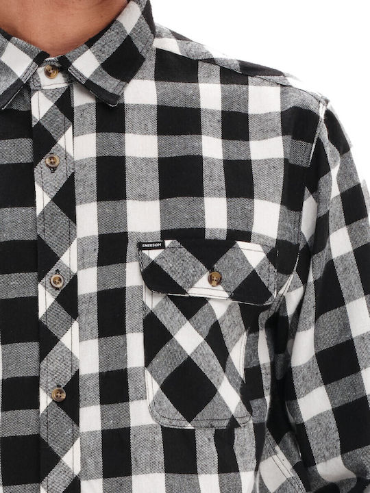 Long-sleeved Flannel Shirt Checked White/Black