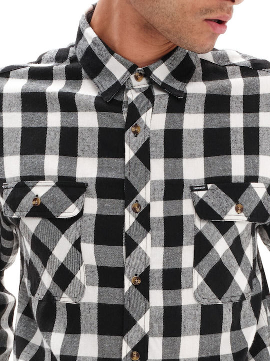 Long-sleeved Flannel Shirt Checked White/Black