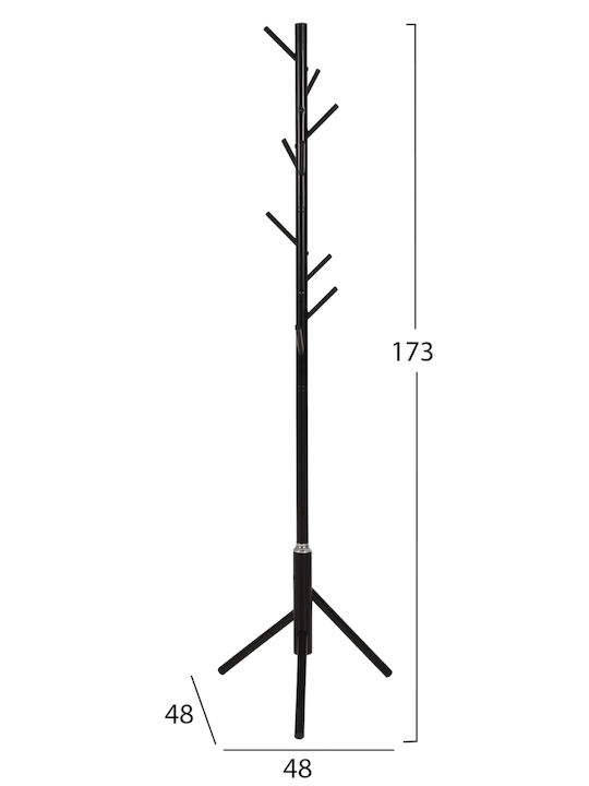 Freebox Metallic Coat Rack Black 48x48x173cm