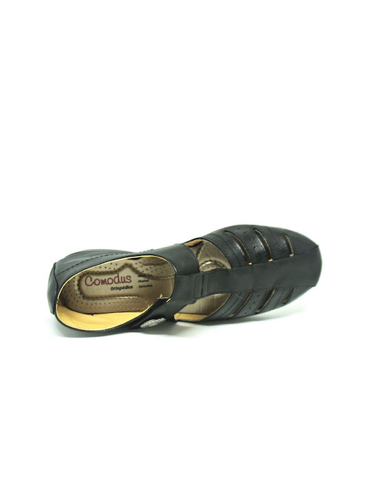 Comudus  Anatomic Women's Leather Platform Shoes Black