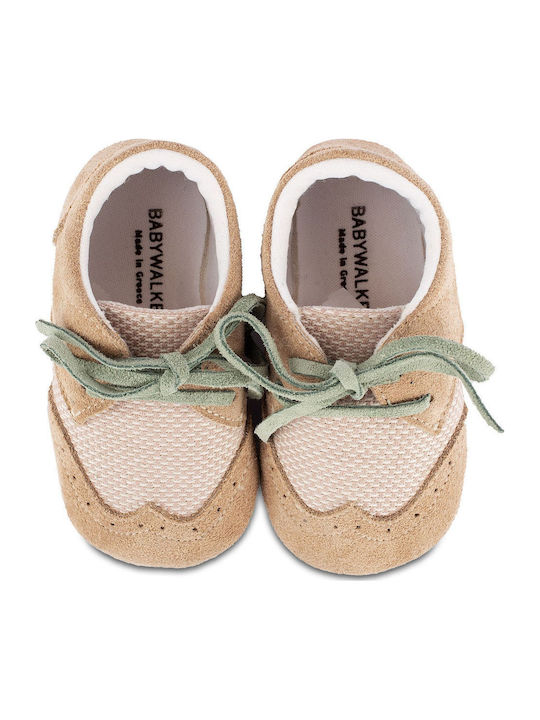 Babywalker Βαπτιστικά Δερμάτινα Sneakers Αγκαλιάς Μπεζ