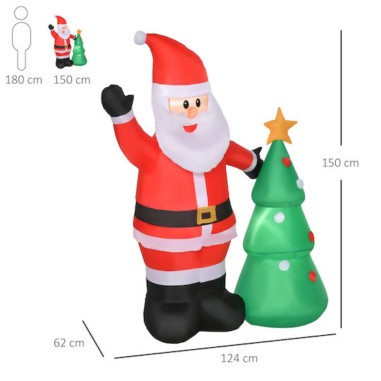 Outdoor Inflatable Illuminated Santa Claus Electric Red 150x124x2cm