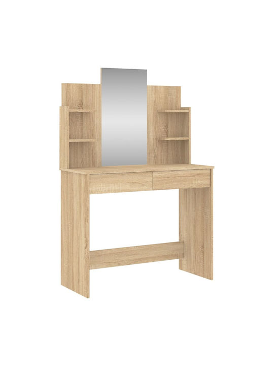 Wooden Makeup Dressing Table Sonoma Δρυς with Mirror 96x39x142cm