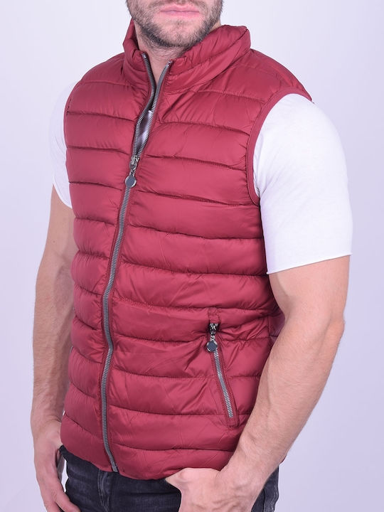 New Brams Ärmellos Herren Jacke Puffer Μπορντό