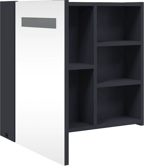 vidaXL Badezimmerspiegel LED mit Regal & Schrank 60x13cm Gray