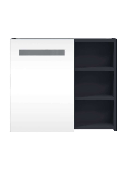 vidaXL Καθρέπτης Μπάνιου Led με Ράφι & Ντουλάπι 60x13cm Γκρι