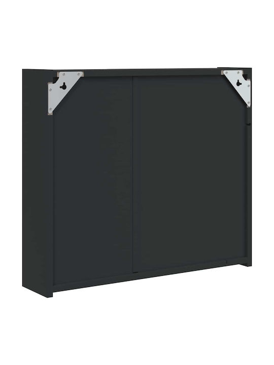 vidaXL Καθρέπτης Μπάνιου Led με Ράφι & Ντουλάπι 60x13cm Μαύρος