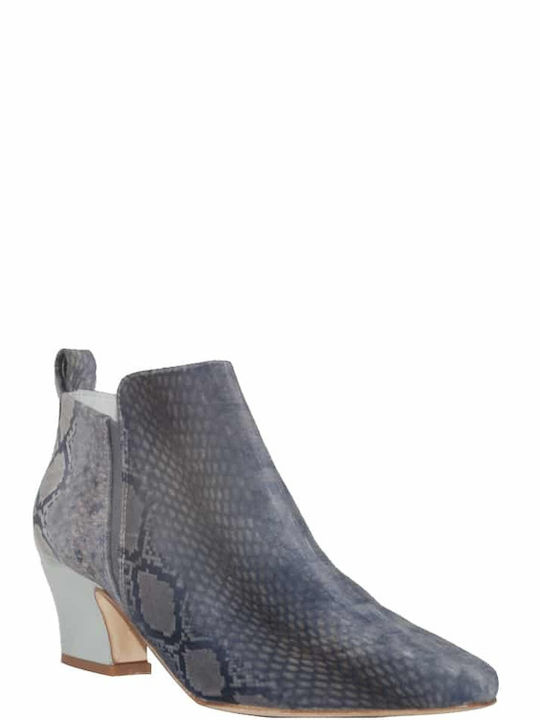 Miista Leather Women's Ankle Boots with Medium Heel Gray