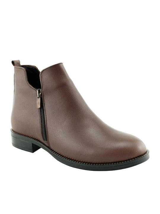 Leather Women's Ankle Boots Tabac Brown