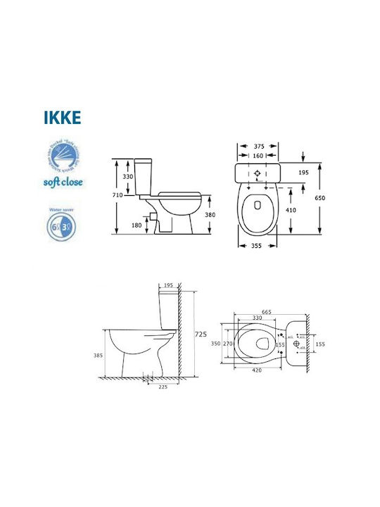 Hanne Ikke Λεκάνη Δαπέδου Κάτω Σιφόνι με Καζανάκι Hanne Ikke Λεκάνη Δαπέδου Κάτω Σιφόνι με Καζανάκι