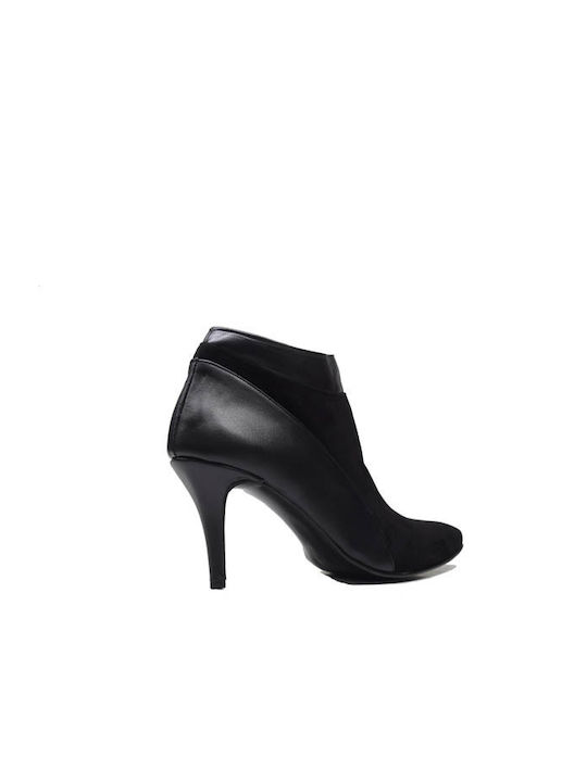 Studio Banel Leather Women's Ankle Boots with High Heel Black