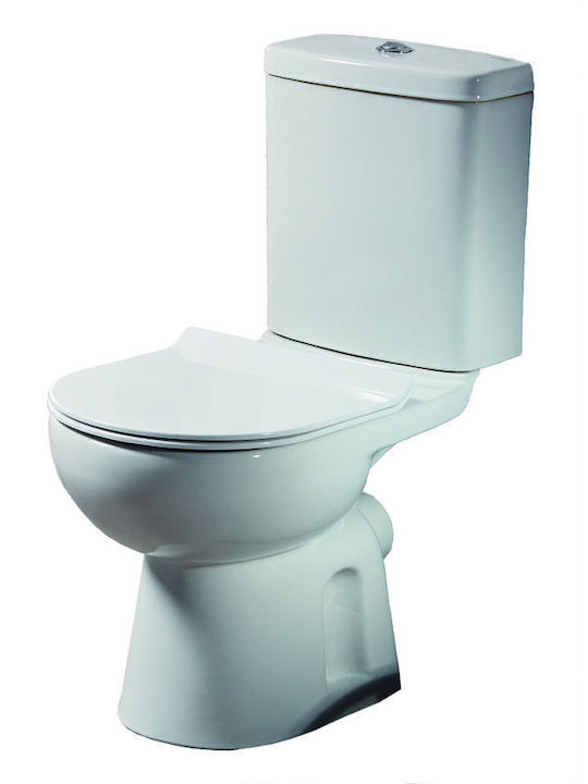 Tema Boden-WC mit Spülung mit Deckel Sanftes Schließen Weiß Tema Boden-WC mit Spülung mit Deckel Sanftes Schließen Weiß