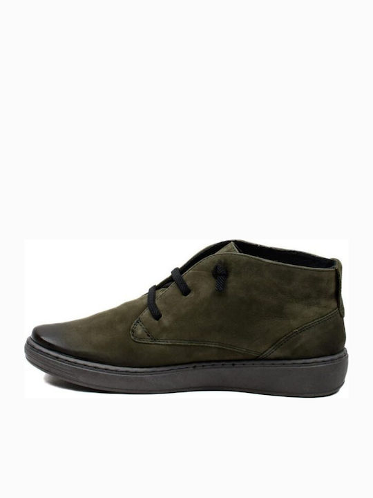 Leder Stiefeletten Damen Khaki