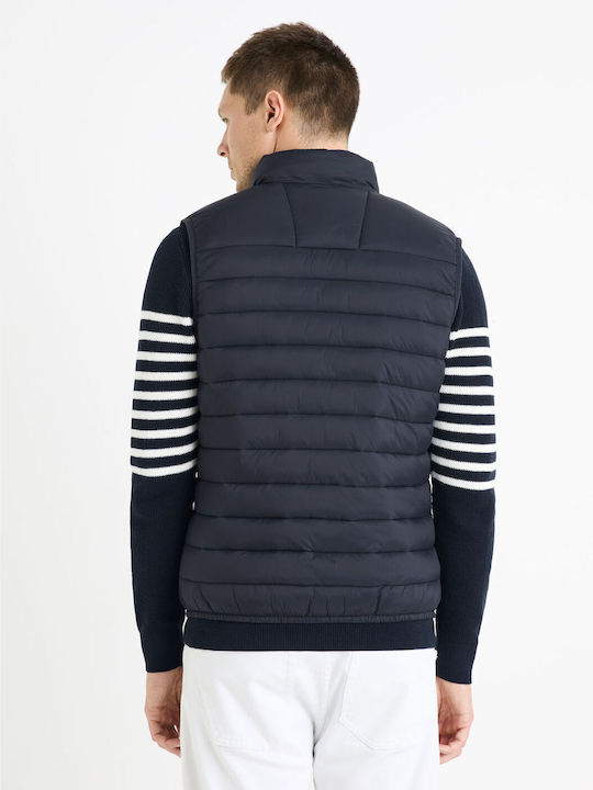 Celio Ärmellos Herren Winter Jacke Lässig Μπλε