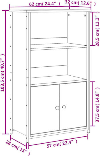 Grey Sonoma Bookcase 62x32x103.5cm